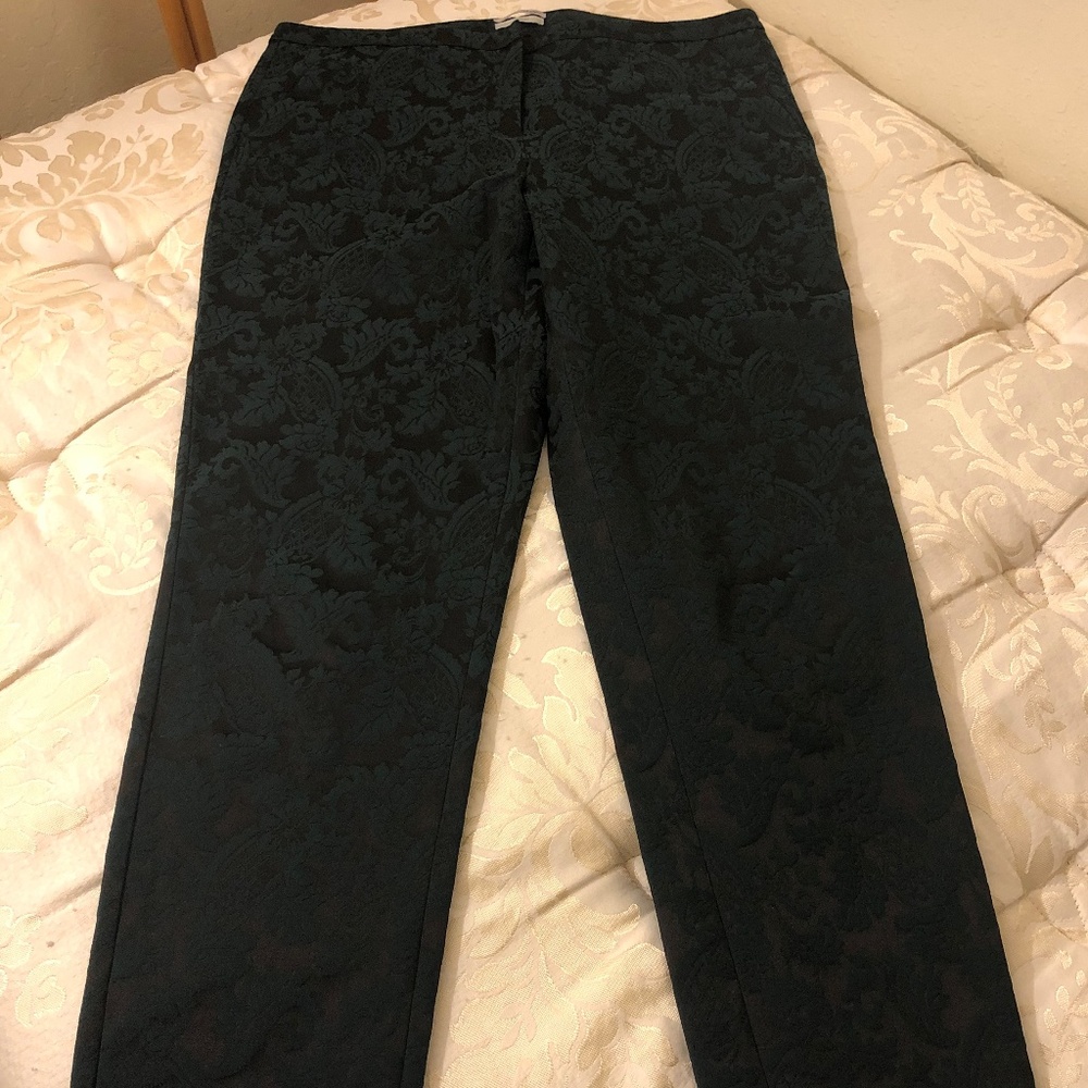 Dark green Jacquard Slim Ankle Pants